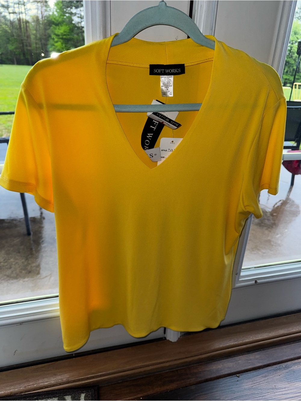 Soft Works Women's Yellow V-Neck Short Sleeve Tee